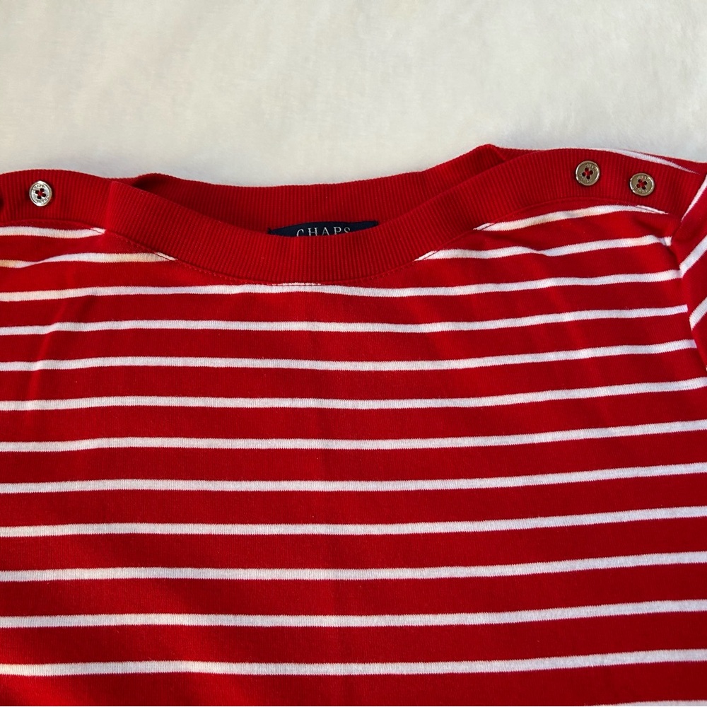 Chaps Red & White Striped Top - Picture 3 of 8